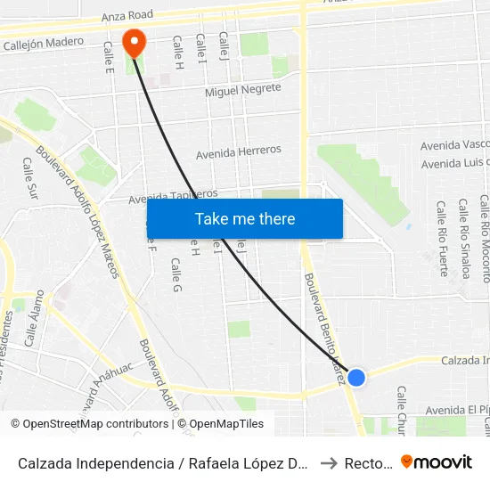 Calzada Independencia / Rafaela López De Rayón to Rectoria map