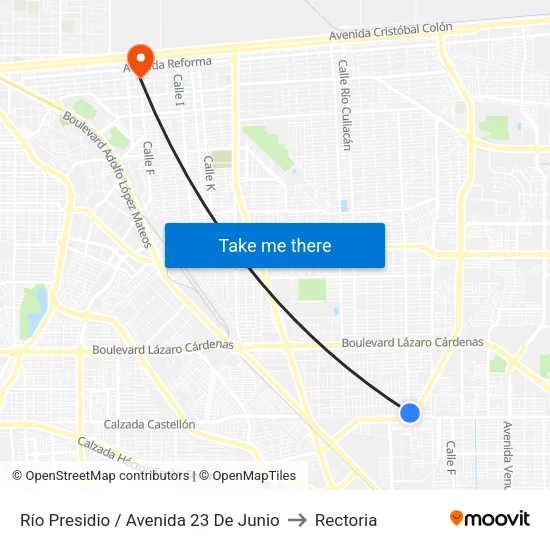 Río Presidio / Avenida 23 De Junio to Rectoria map