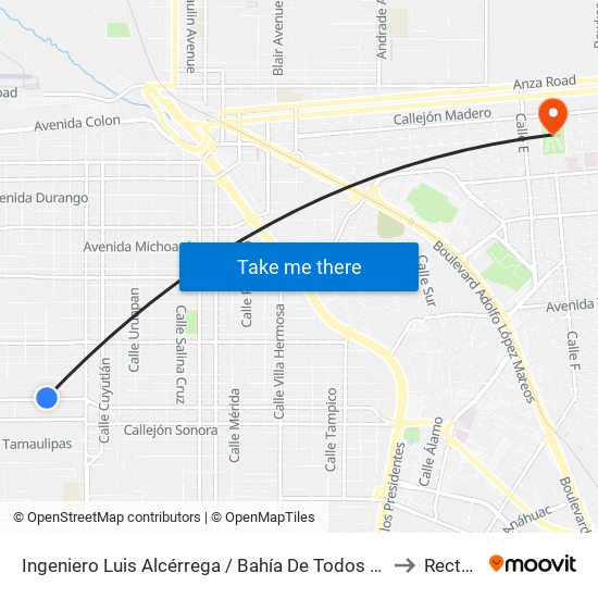 Ingeniero Luis Alcérrega / Bahía De Todos Los Santos to Rectoria map