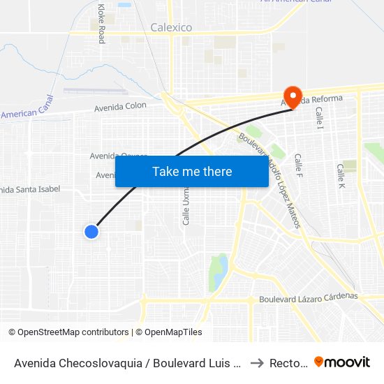 Avenida Checoslovaquia / Boulevard Luis Álvarez to Rectoria map