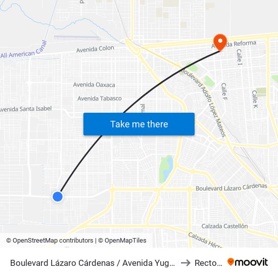 Boulevard Lázaro Cárdenas / Avenida Yugoslavia to Rectoria map