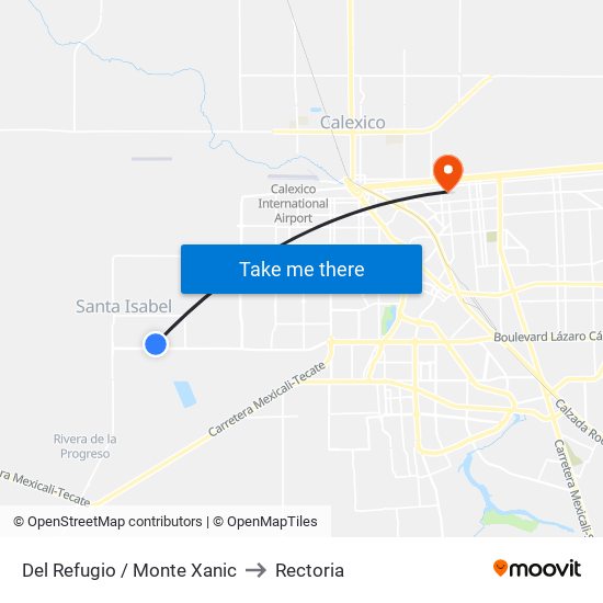 Del Refugio / Monte Xanic to Rectoria map