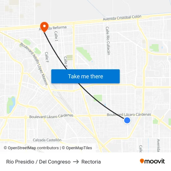 Río Presidio / Del Congreso to Rectoria map