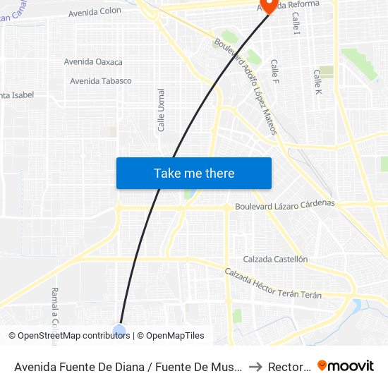 Avenida Fuente De Diana / Fuente De Musas to Rectoria map