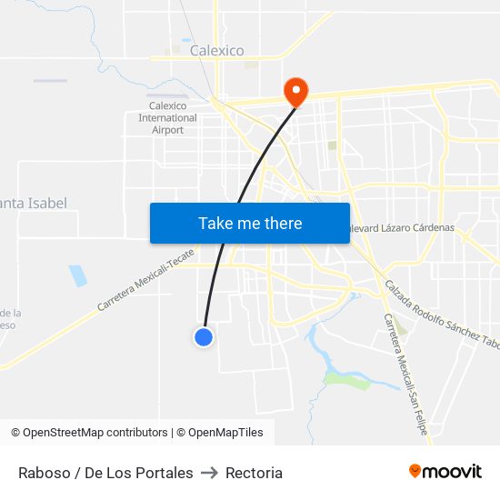 Raboso / De Los Portales to Rectoria map