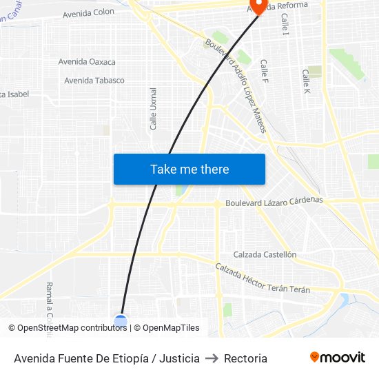 Avenida Fuente De Etiopía / Justicia to Rectoria map