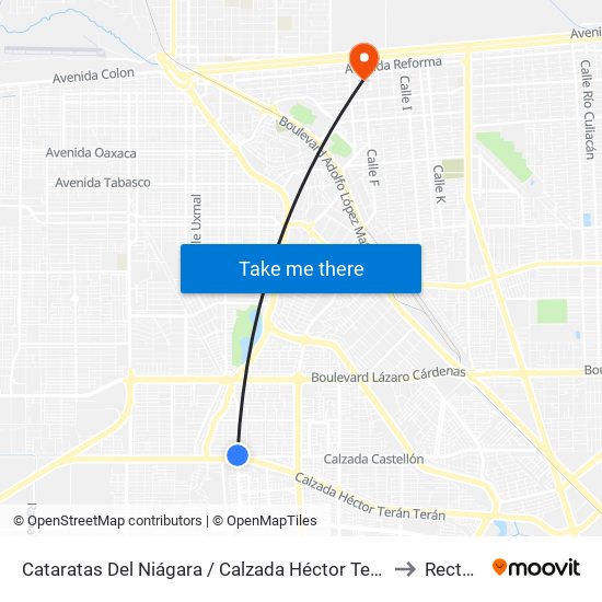Cataratas Del Niágara / Calzada Héctor Terán Terán to Rectoria map