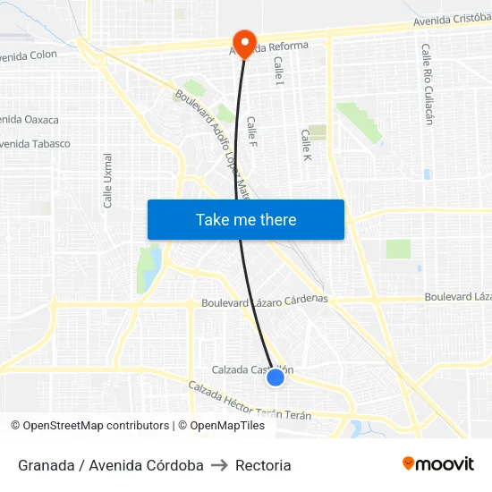 Granada / Avenida Córdoba to Rectoria map