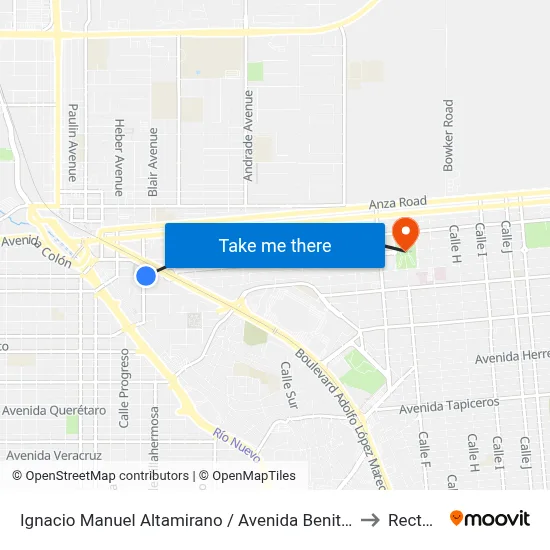 Ignacio Manuel Altamirano / Avenida Benito Juárez to Rectoria map