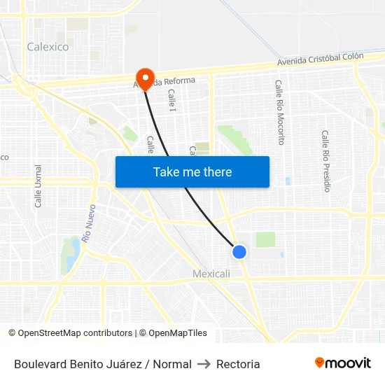 Boulevard Benito Juárez / Normal to Rectoria map
