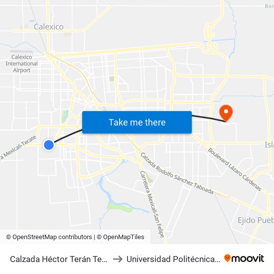 Calzada Héctor Terán Terán / Los Capitanes to Universidad Politécnica De Baja California map