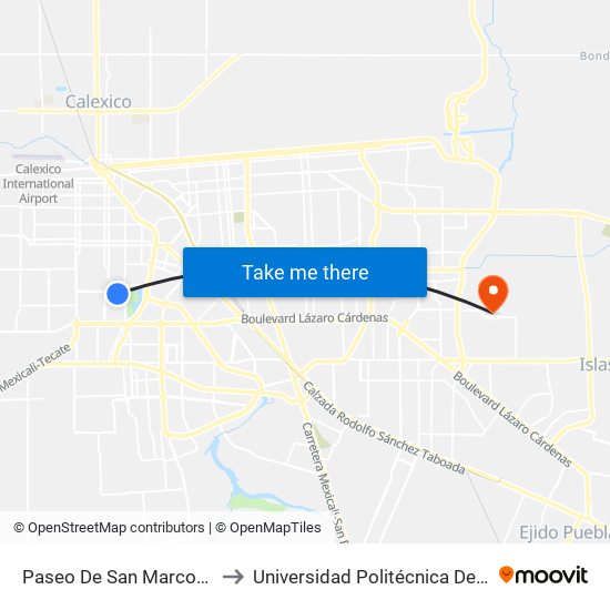 Paseo De San Marcos / De La Luz to Universidad Politécnica De Baja California map