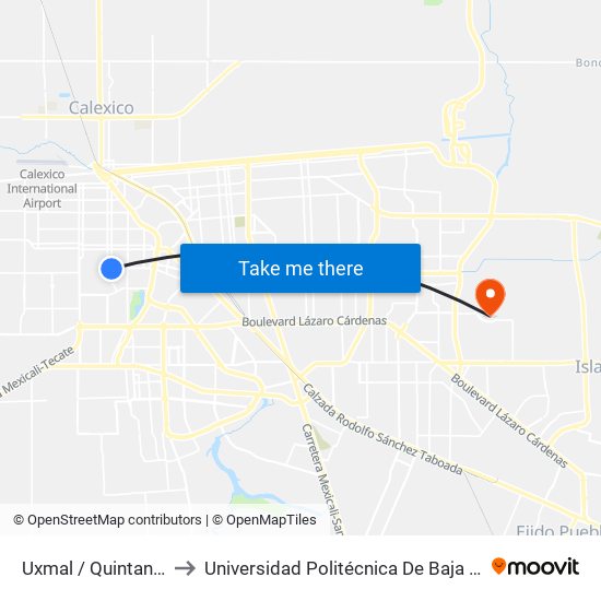 Uxmal / Quintana Roo to Universidad Politécnica De Baja California map