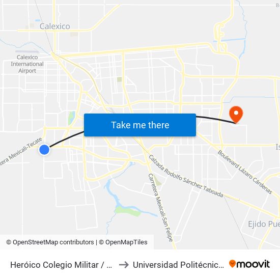 Heróico Colegio Militar / Francisco Moctezuma to Universidad Politécnica De Baja California map