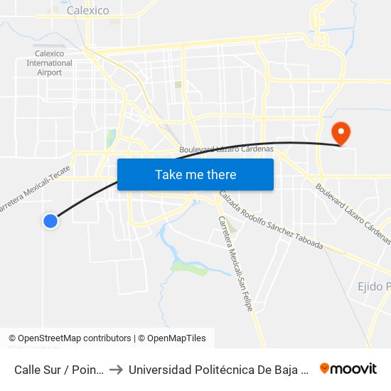 Calle Sur / Poinsetia to Universidad Politécnica De Baja California map