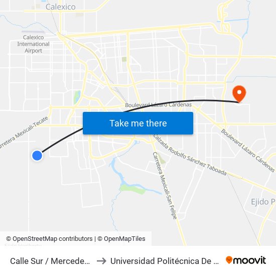 Calle Sur / Mercedes Placencia to Universidad Politécnica De Baja California map