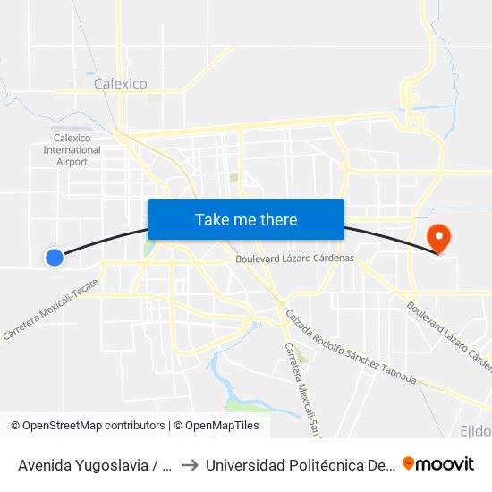 Avenida Yugoslavia / Arqueólogos to Universidad Politécnica De Baja California map