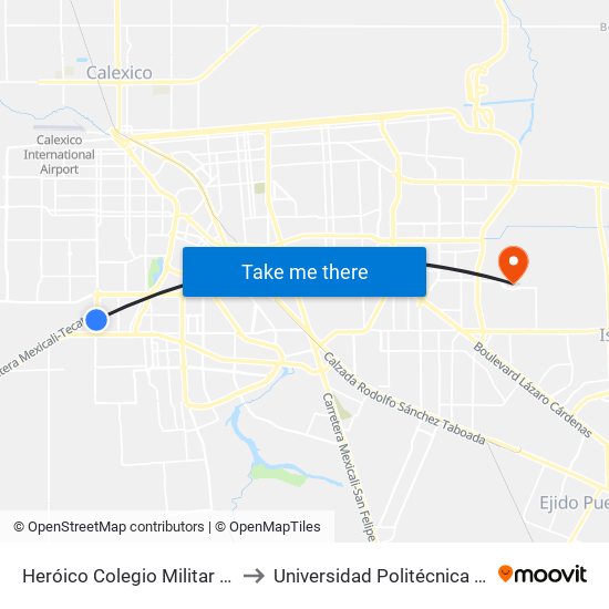 Heróico Colegio Militar / Doroteo Arango to Universidad Politécnica De Baja California map