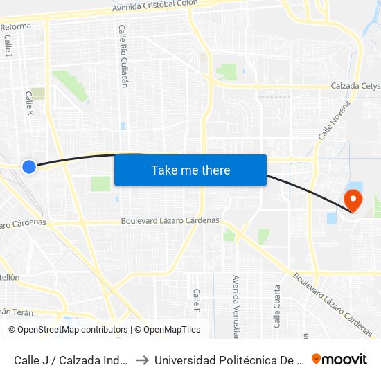 Calle J / Calzada Independencia to Universidad Politécnica De Baja California map
