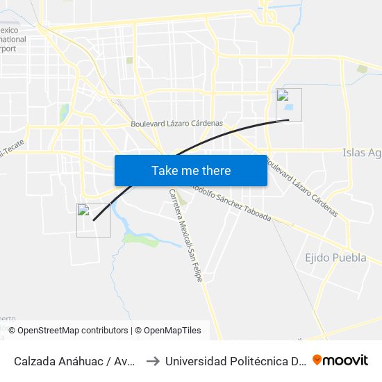 Calzada Anáhuac / Avenida Montalbo to Universidad Politécnica De Baja California map
