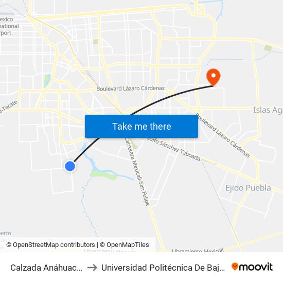 Calzada Anáhuac / Nava to Universidad Politécnica De Baja California map