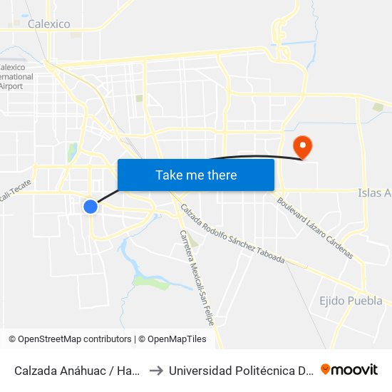 Calzada Anáhuac / Hacienda Del Real to Universidad Politécnica De Baja California map