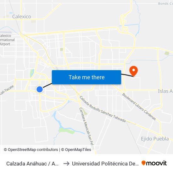 Calzada Anáhuac / Angel Vásquez to Universidad Politécnica De Baja California map