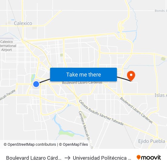 Boulevard Lázaro Cárdenas / Bal-Cach to Universidad Politécnica De Baja California map