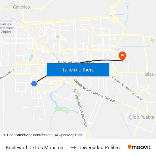 Boulevard De Los Monarcas / Avenida De Los Aragones to Universidad Politécnica De Baja California map