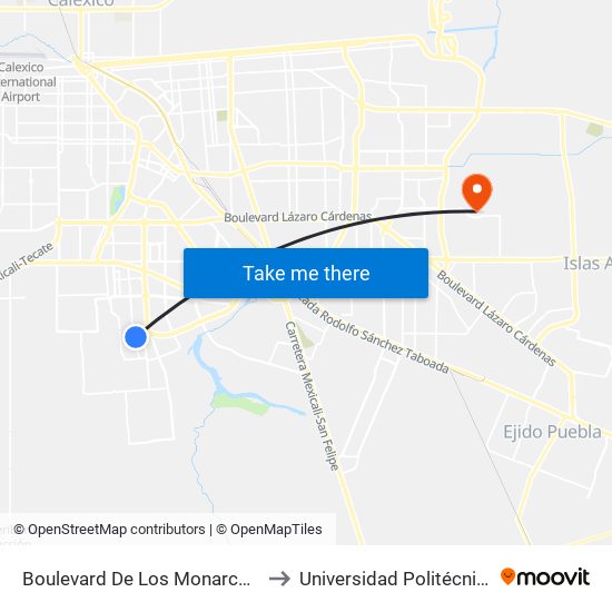 Boulevard De Los Monarcas / Avenida Puerto Llano to Universidad Politécnica De Baja California map