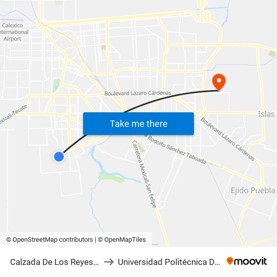 Calzada De Los Reyes / Villarobledo to Universidad Politécnica De Baja California map