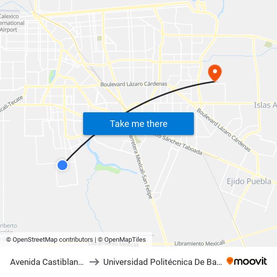 Avenida Castiblanco / Onil to Universidad Politécnica De Baja California map