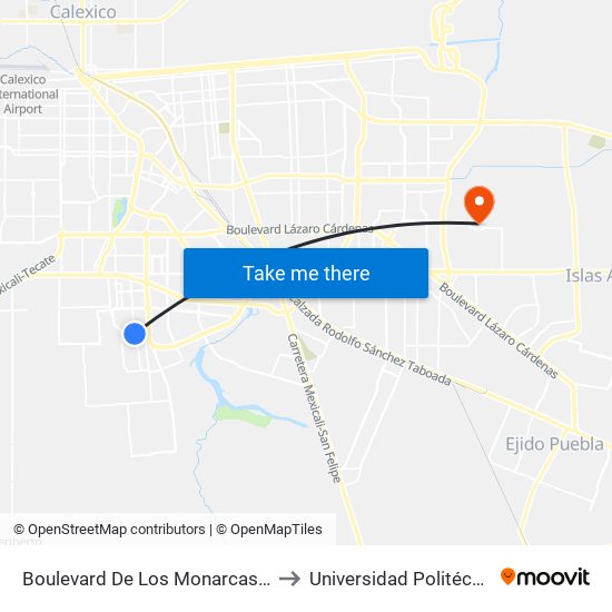 Boulevard De Los Monarcas / Avenida De Las Heráldicas to Universidad Politécnica De Baja California map
