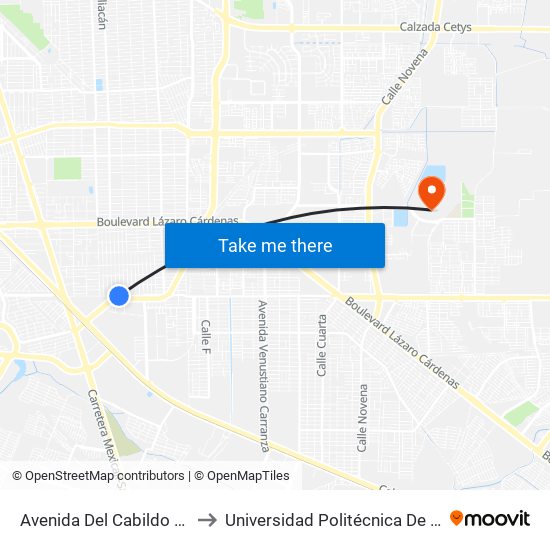Avenida Del Cabildo / 5 De Mayo to Universidad Politécnica De Baja California map
