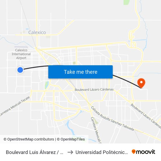 Boulevard Luis Álvarez / Avenida Tierra Blanca to Universidad Politécnica De Baja California map