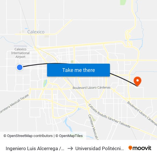 Ingeniero Luis Alcerrega / Boulevard Luis Álvarez to Universidad Politécnica De Baja California map