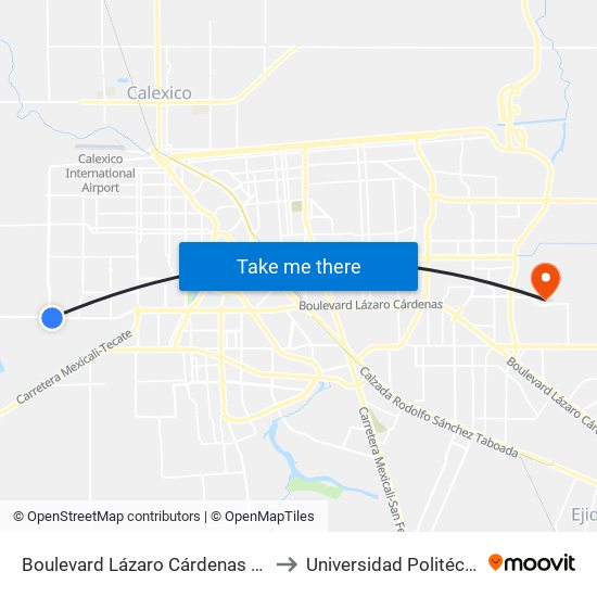 Boulevard Lázaro Cárdenas / Calzada Manuel Gómez Morín to Universidad Politécnica De Baja California map