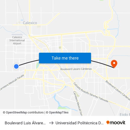 Boulevard Luis Álvarez / Universidad to Universidad Politécnica De Baja California map