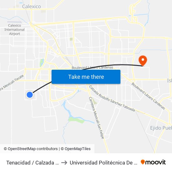 Tenacidad / Calzada Del Castillo to Universidad Politécnica De Baja California map