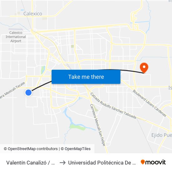 Valentín Canalizó / Federación to Universidad Politécnica De Baja California map