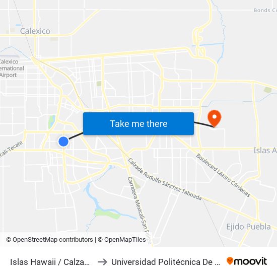 Islas Hawaii / Calzada Anáhuac to Universidad Politécnica De Baja California map