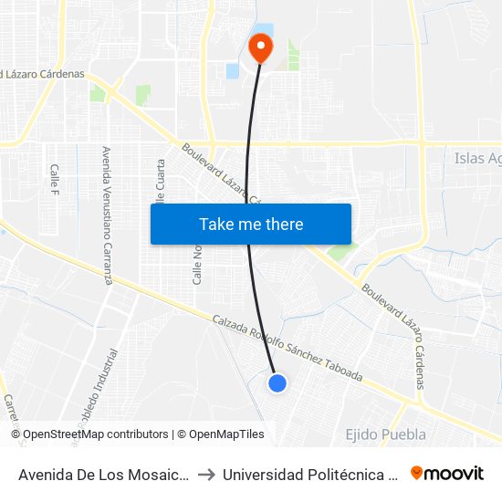 Avenida De Los Mosaicos / De Conchas to Universidad Politécnica De Baja California map