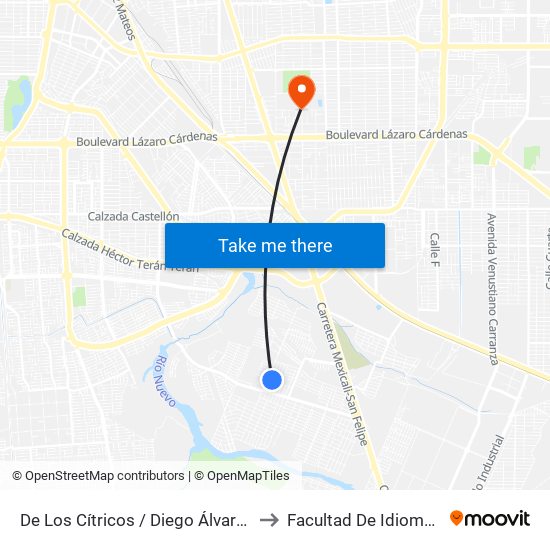 De Los Cítricos / Diego Álvarez to Facultad De Idiomas map
