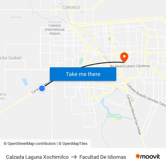 Calzada Laguna Xochimilco to Facultad De Idiomas map