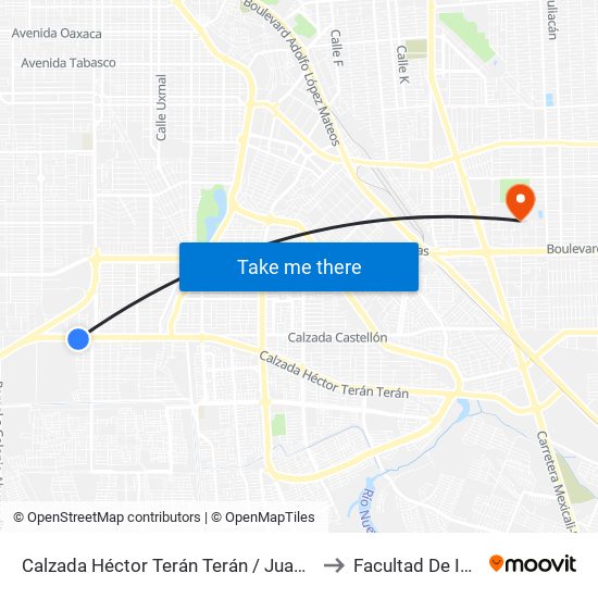 Calzada Héctor Terán Terán / Juan Pablo Anaya to Facultad De Idiomas map