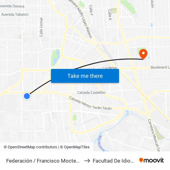 Federación / Francisco Moctezuma to Facultad De Idiomas map