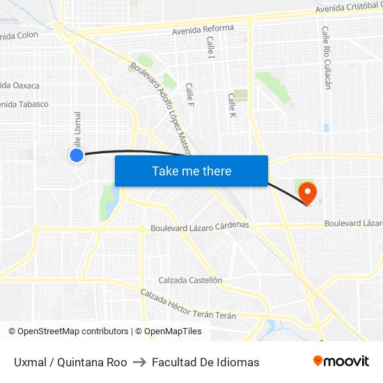 Uxmal / Quintana Roo to Facultad De Idiomas map