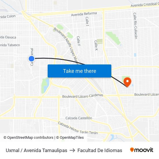 Uxmal / Avenida Tamaulipas to Facultad De Idiomas map