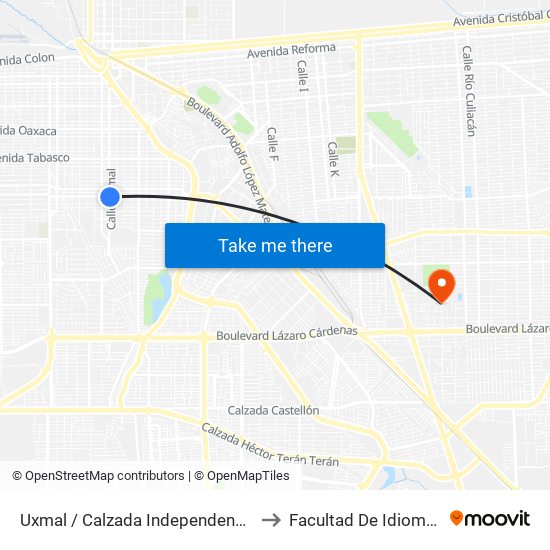 Uxmal / Calzada Independencia to Facultad De Idiomas map