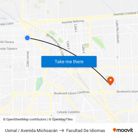 Uxmal / Avenida Michoacán to Facultad De Idiomas map